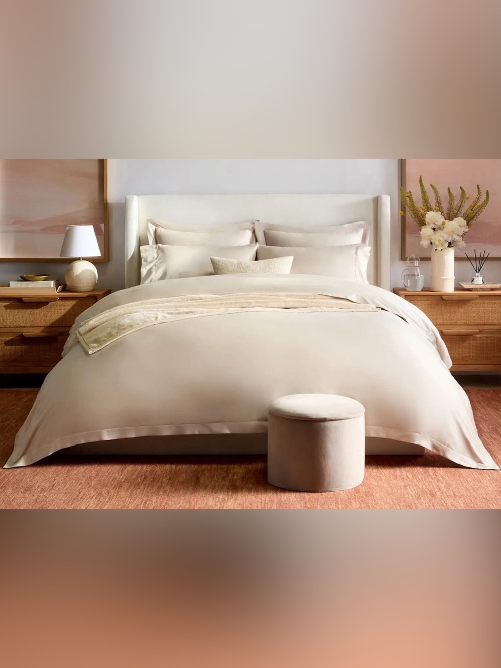 NWT Quince Signature Giza Cotton Sateen 3 Pc Duvet Cover Set, King/Cal (Sand)